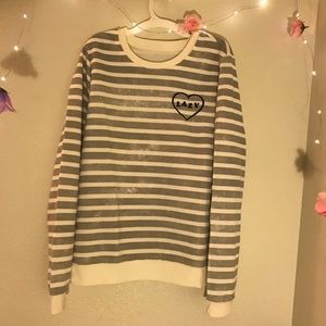 Striped lazy heart sweatshirt